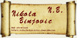 Nikola Binjović vizit kartica